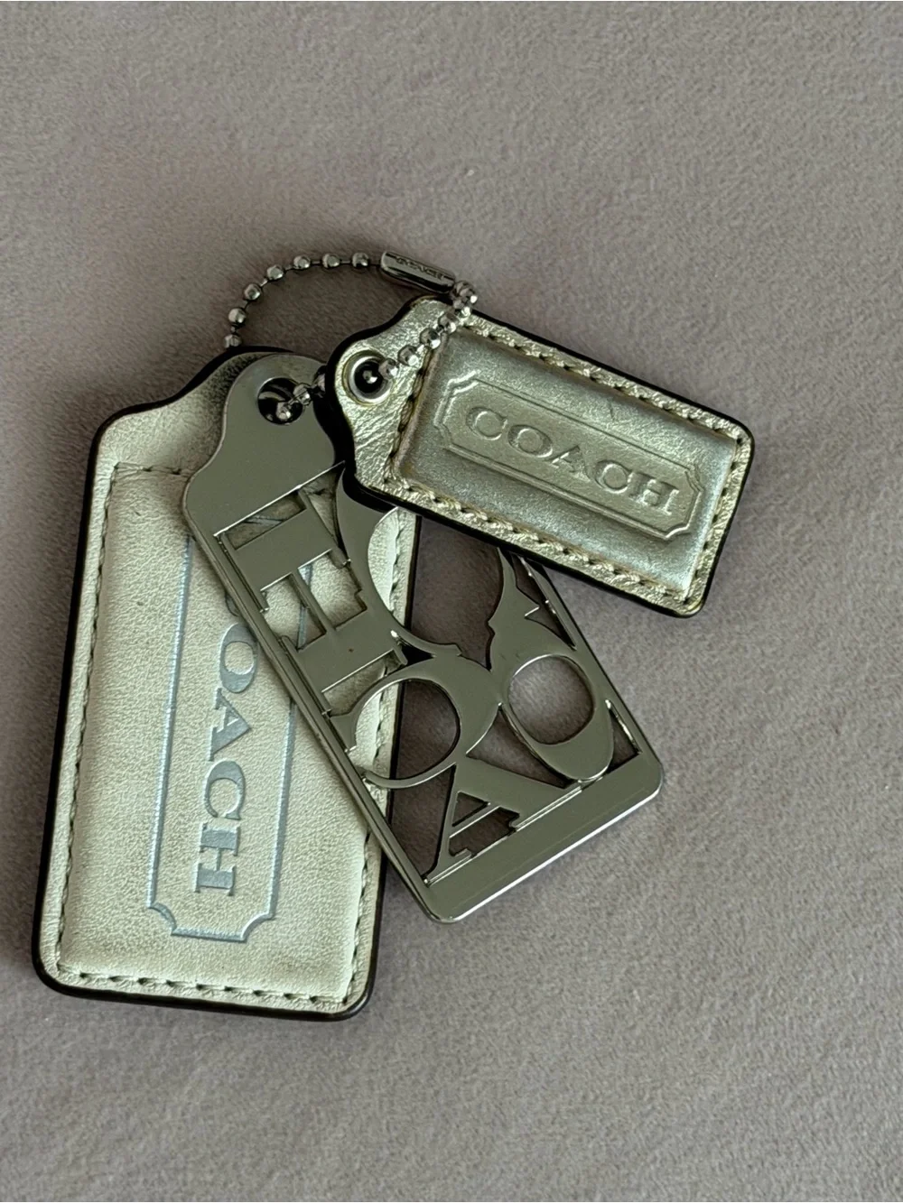 COACH Metallic Leather & Metal 70th Anniversary Hang Tag Set